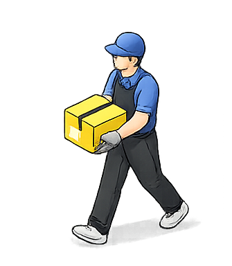 Empleado trasladando un paquete